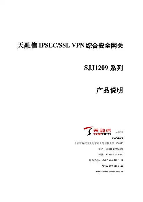 产品说明(SJJ1209系列)_天融信VPN综合安全网关_20130326