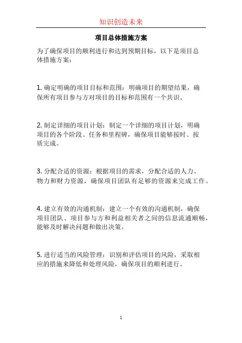 项目总体措施方案