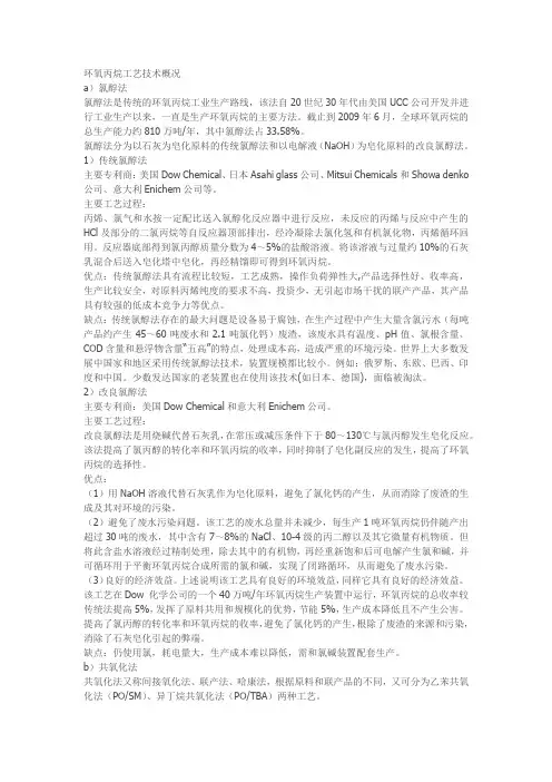 环氧丙烷工艺技术概况