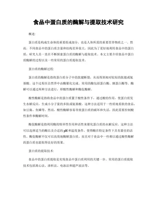 食品中蛋白质的酶解与提取技术研究