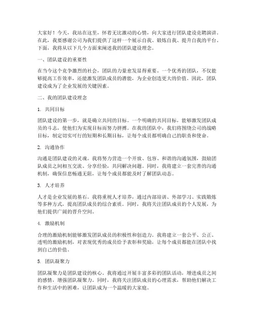 团队建设竞聘演讲稿