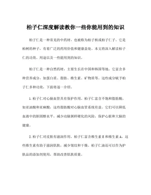 柏子仁深度解读教你一些你能用到的知识