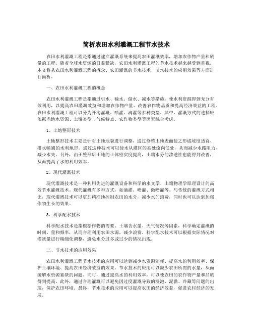 简析农田水利灌溉工程节水技术