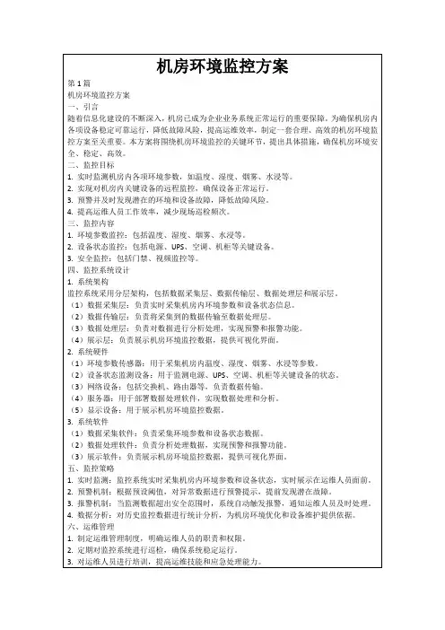 机房环境监控方案