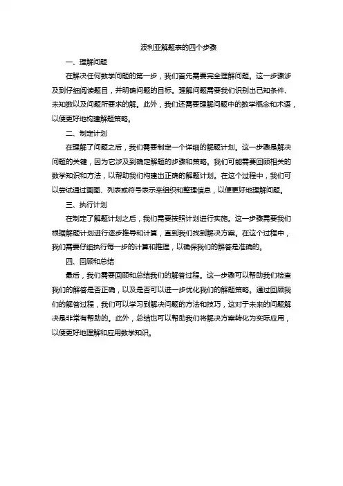 波利亚解题表的四个步骤