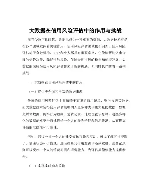 大数据在信用风险评估中的作用与挑战