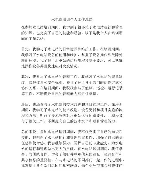 水电站培训个人工作总结