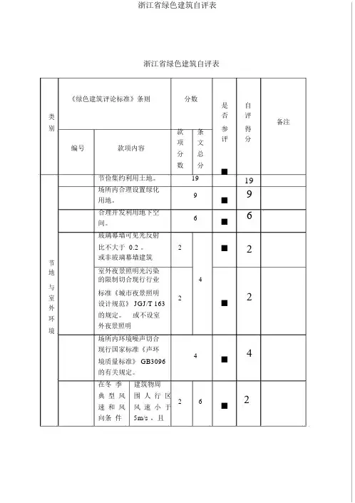 浙江省绿色建筑自评表