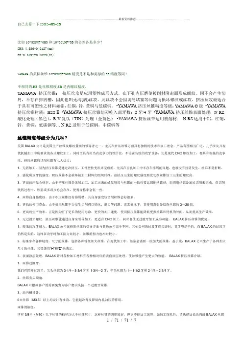 丝锥精度等级
