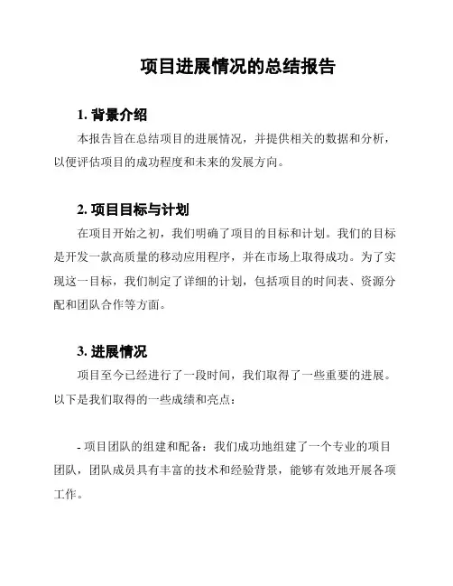 项目进展情况的总结报告