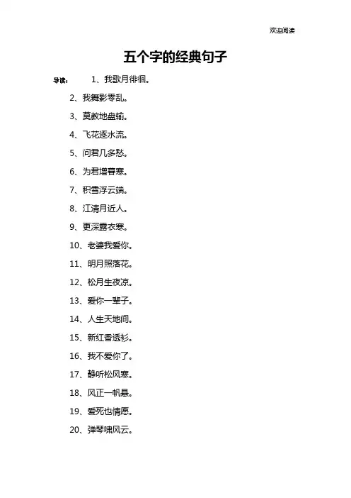 五个字的经典句子