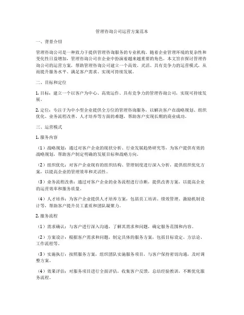管理咨询公司运营方案范本