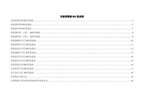 市场营销部KPI组成表