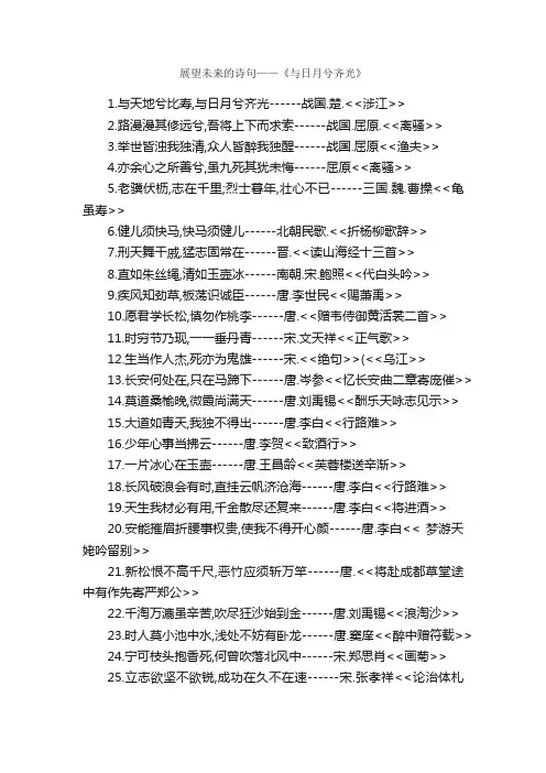展望未来的诗句——《与日月兮齐光》