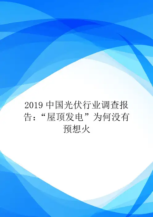 2019中国光伏行业调查报告：“屋顶发电”为何没有预想火.doc