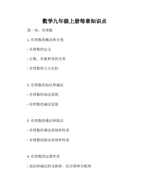 数学九年级上册每章知识点