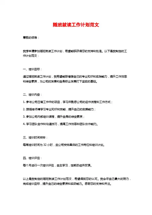 随班就读工作计划范文