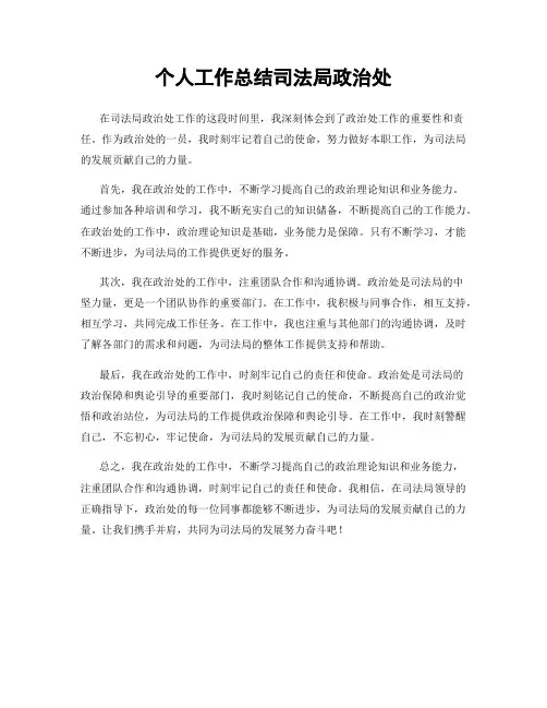 个人工作总结司法局政治处