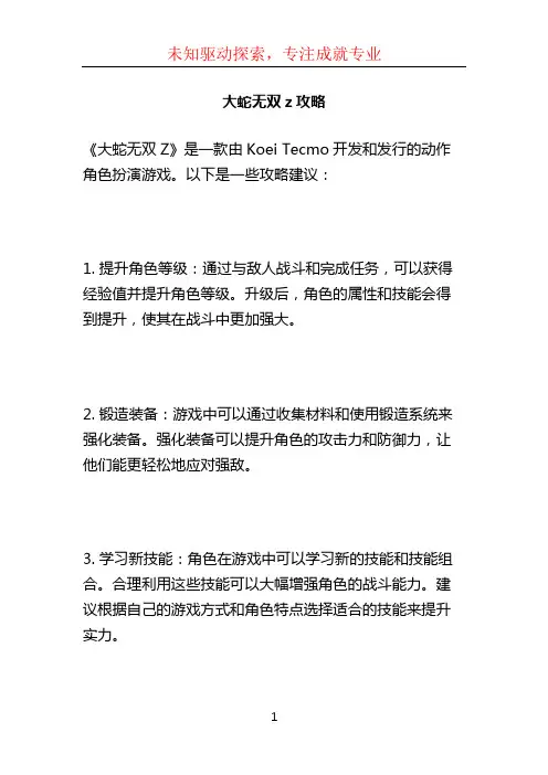 大蛇无双z攻略