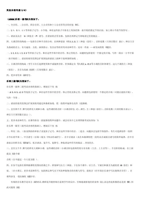 英皇乐理考级1-5级