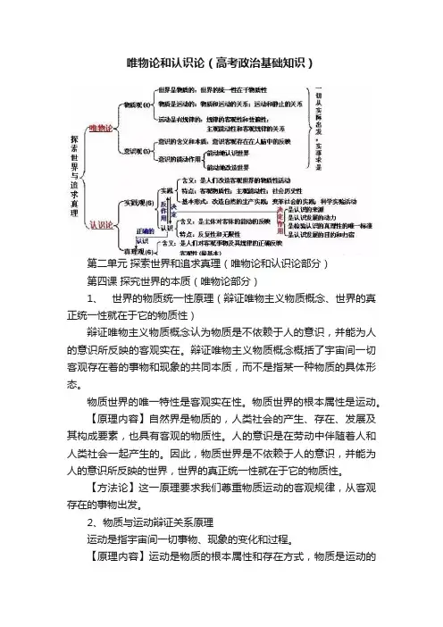 唯物论和认识论（高考政治基础知识）