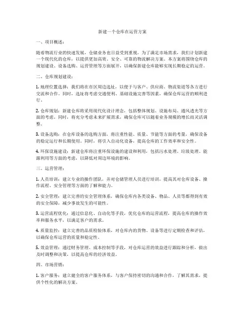 新建一个仓库在运营方案