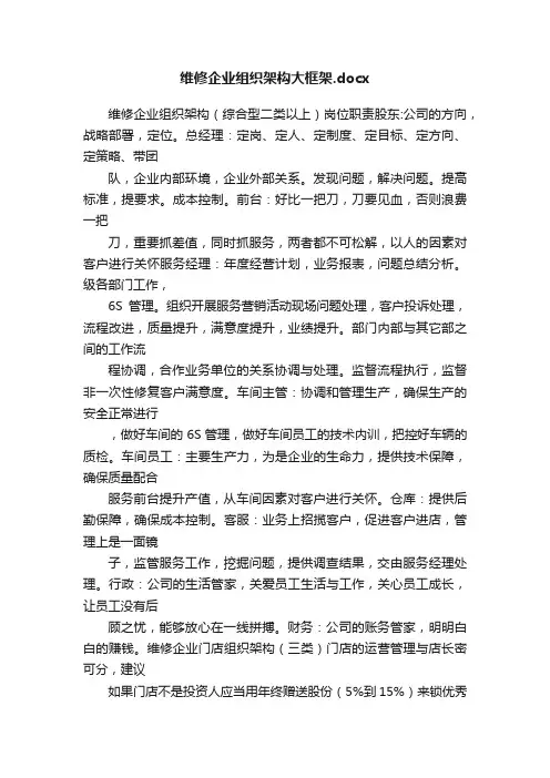 维修企业组织架构大框架.docx