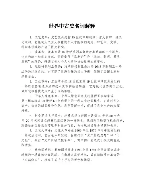 世界中古史名词解释