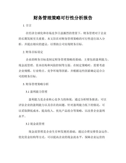 财务管理策略可行性分析报告