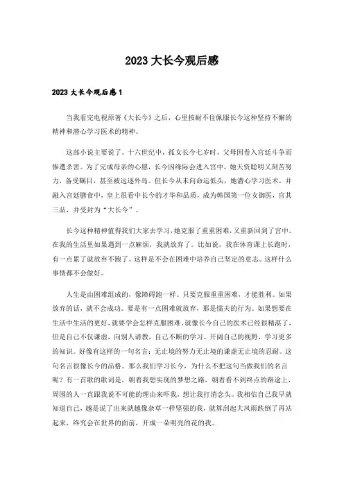 2023大长今观后感