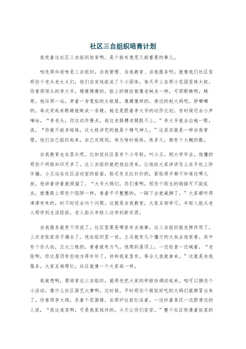 社区三自组织培育计划