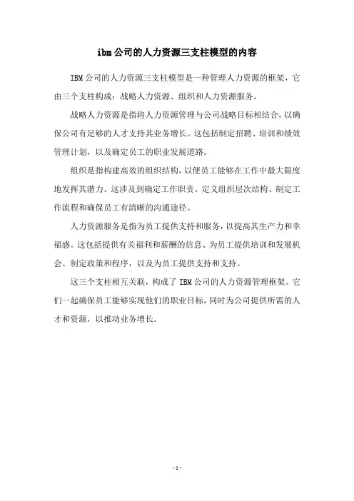 ibm公司的人力资源三支柱模型的内容