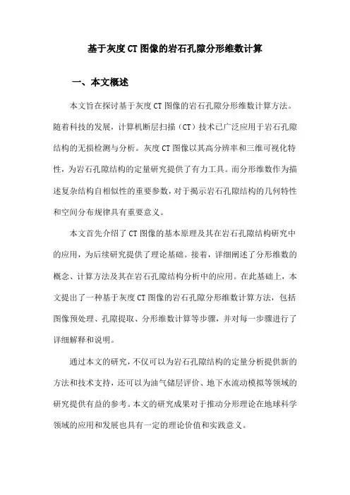 基于灰度CT图像的岩石孔隙分形维数计算