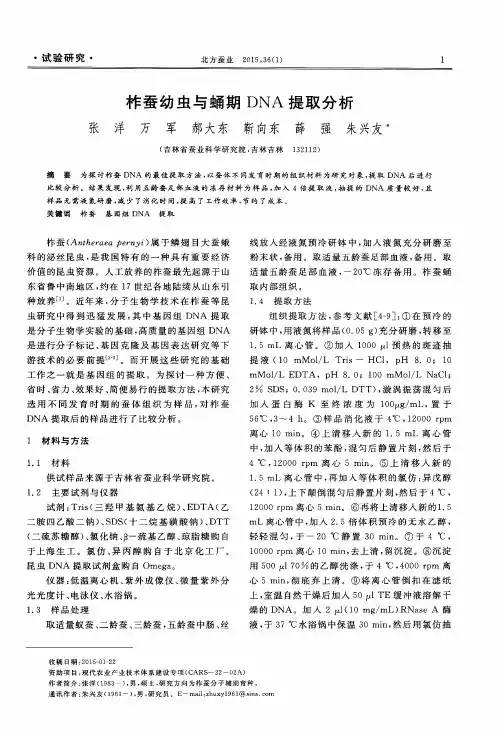 柞蚕幼虫与蛹期DNA提取分析