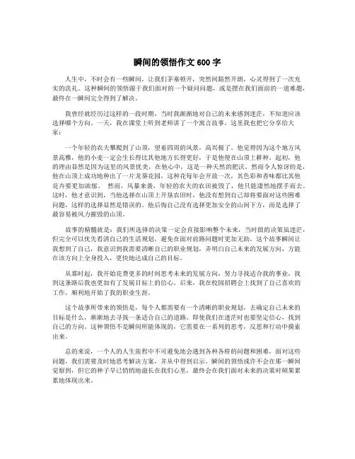 瞬间的领悟作文600字