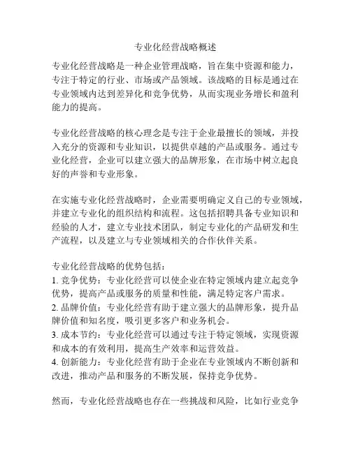 专业化经营战略概述