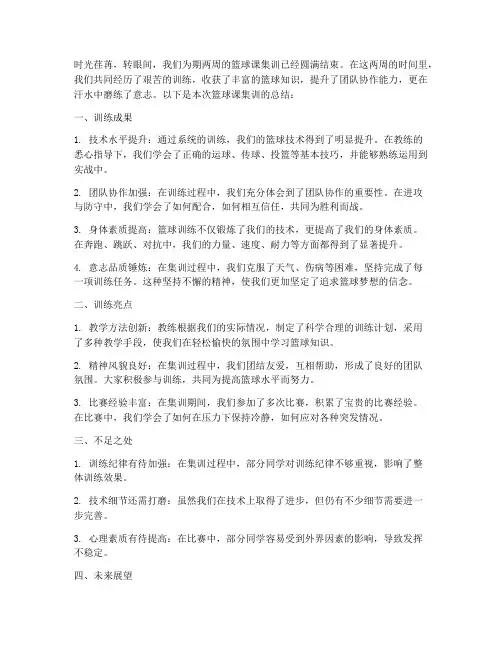 篮球课集训总结范文