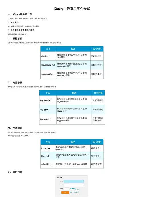 jQuery中的常用事件介绍