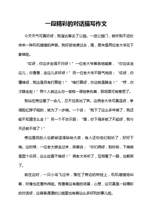 一段精彩的对话描写作文