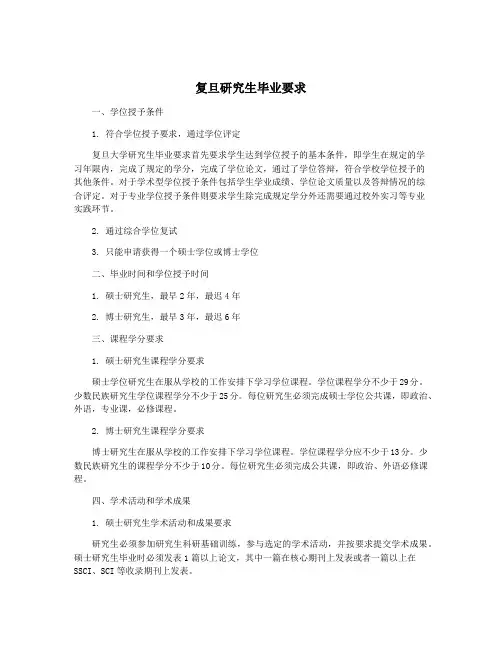 复旦研究生毕业要求