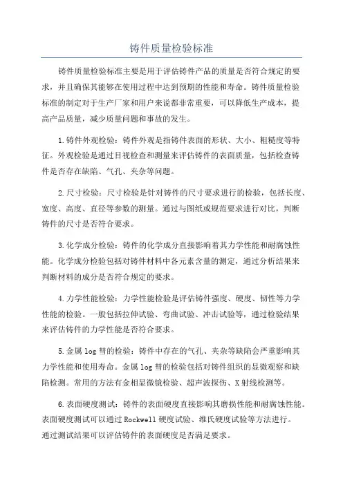铸件质量检验标准