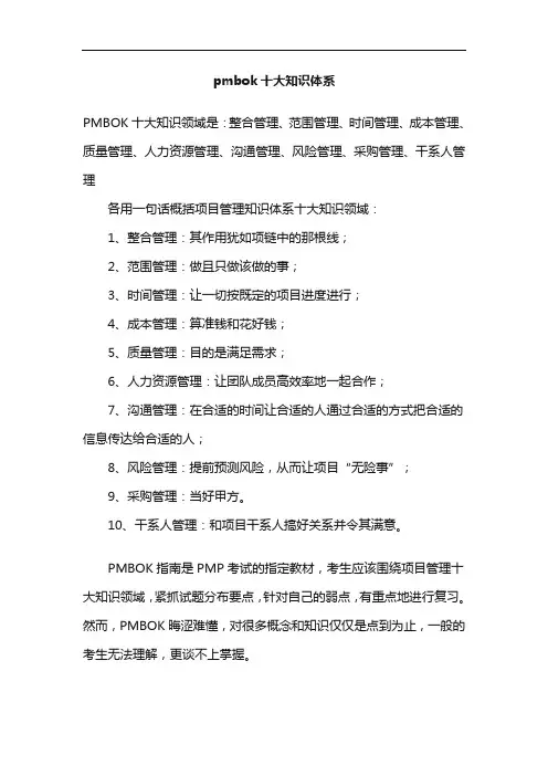 pmbok十大知识体系