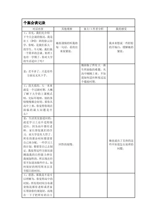 [整理版]个案会谈记录