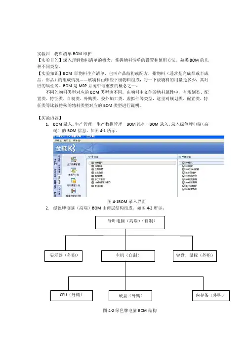 物料清单BOM维护