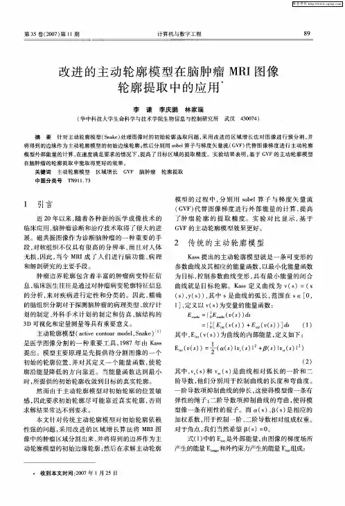 改进的主动轮廓模型在脑肿瘤MRI图像轮廓提取中的应用
