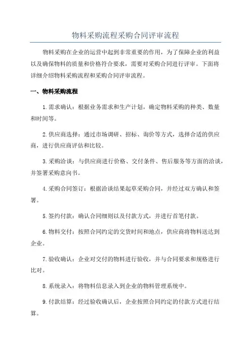 物料采购流程采购合同评审流程