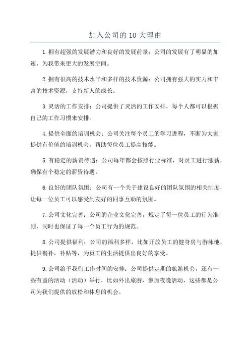 加入公司的10大理由