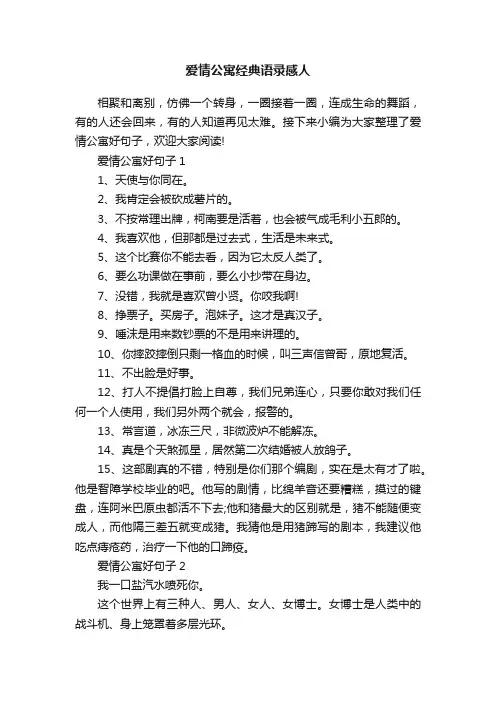 爱情公寓经典语录感人
