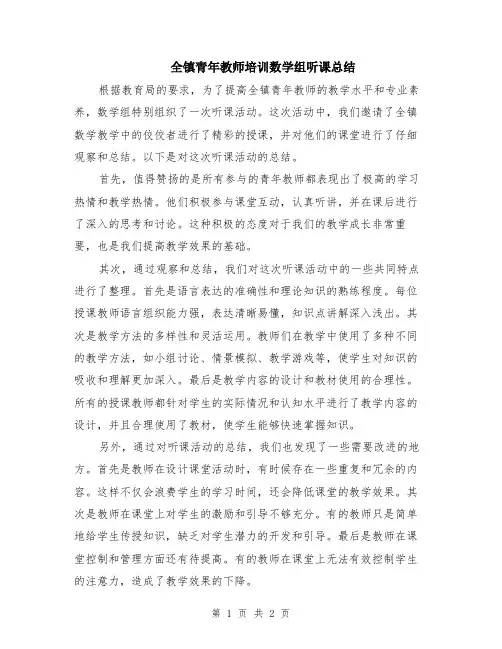 全镇青年教师培训数学组听课总结
