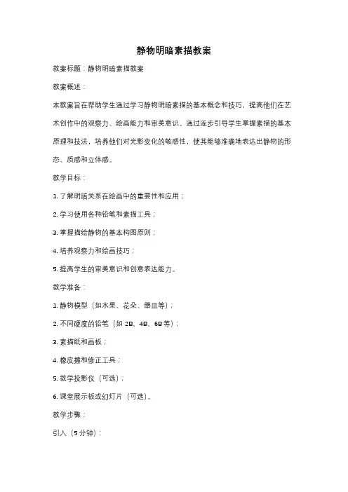 静物明暗素描教案